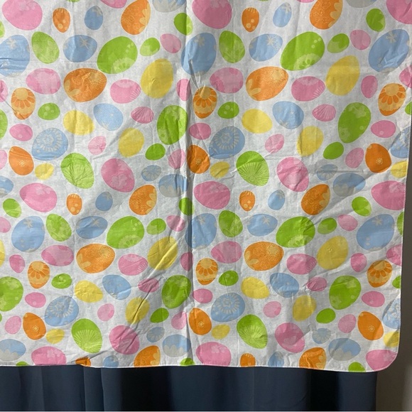 Easter Egg Tablecloth Multicolor Rectangular 60"×84” Vinyl Bright, felt lined. - Picture 2 of 5